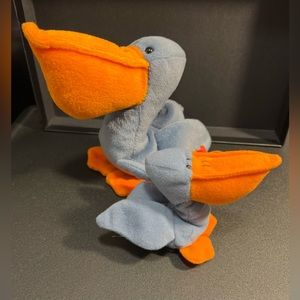 Scoop The Pelican Retired Ty Beanie Baby w/errors & bonus Teenie Beanie!